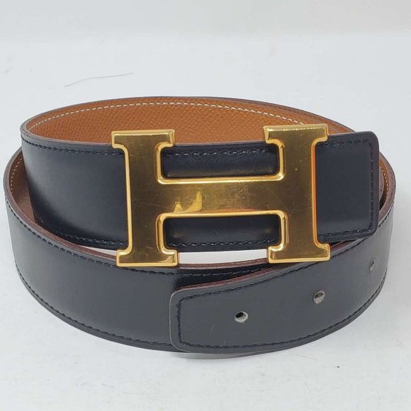 Auth Hermes H Constance Reversible Goldtone Belt main image 8
